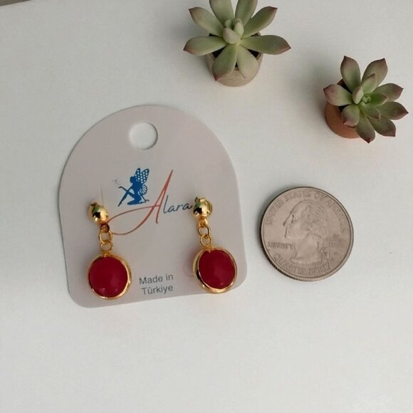 NEW!!! Alara Red Turkiye Earrings - Picture 4 of 6